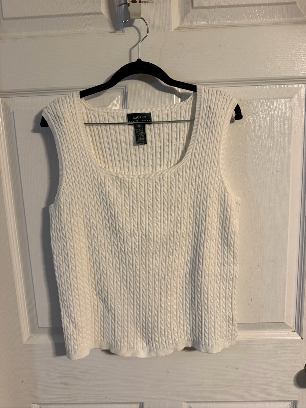 Ralph Lauren Cream Cable-Knit Sleeveless Tank